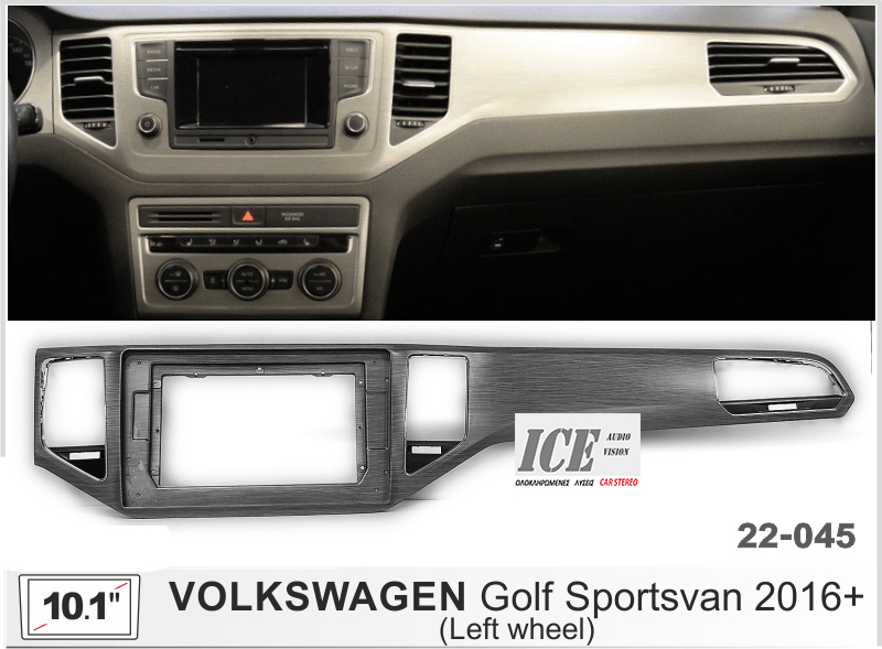ΠΡΟΣΘΗΚΗ ΠΡΟΣΟΨΗ ΠΛΑΙΣΙΟ TABLET 10.1'' για VOLKSWAGEN Golf 7 2012+ (Left wheel / grey) 22-045 ICE